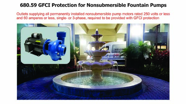 680.59 GFCI Protection for Nonsubmersible Fountain Pumps