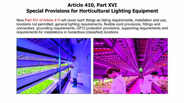 Article 410, Part XVI Special Provisions for Horticultural Lighting Equipment
